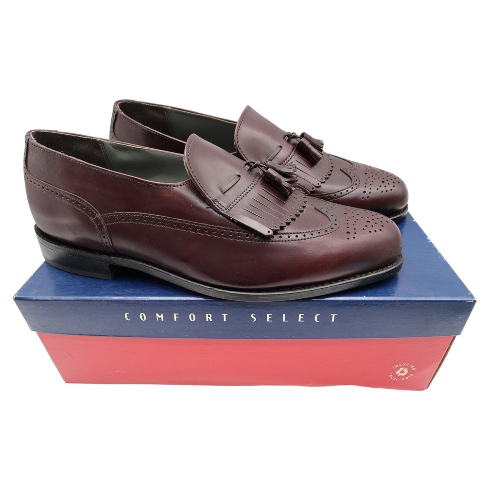 Dexter Brent Loafers Mens 12 WW Vintage Burgundy Leather Wingtip Tassel USA